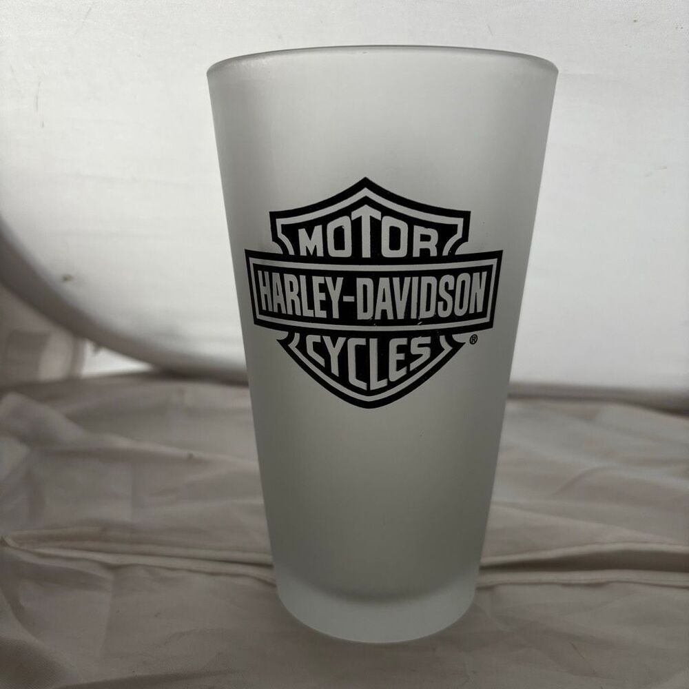 Harley-Davidson Frosted 16oz Pint Glass - Willie G Skull & Shield Logos